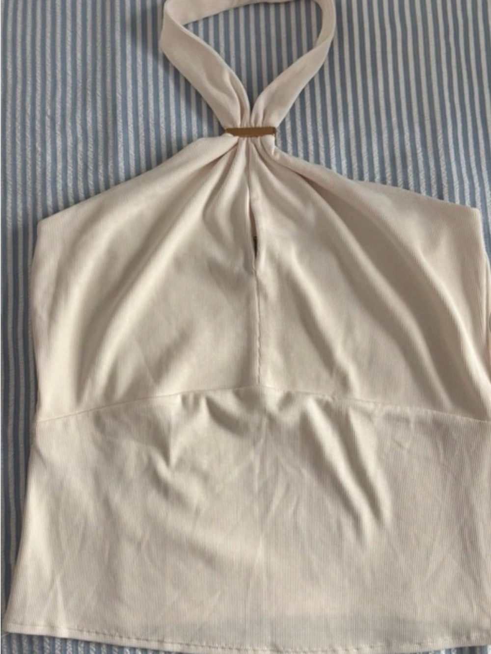 Mango Cream Halter Top with Ring Detail